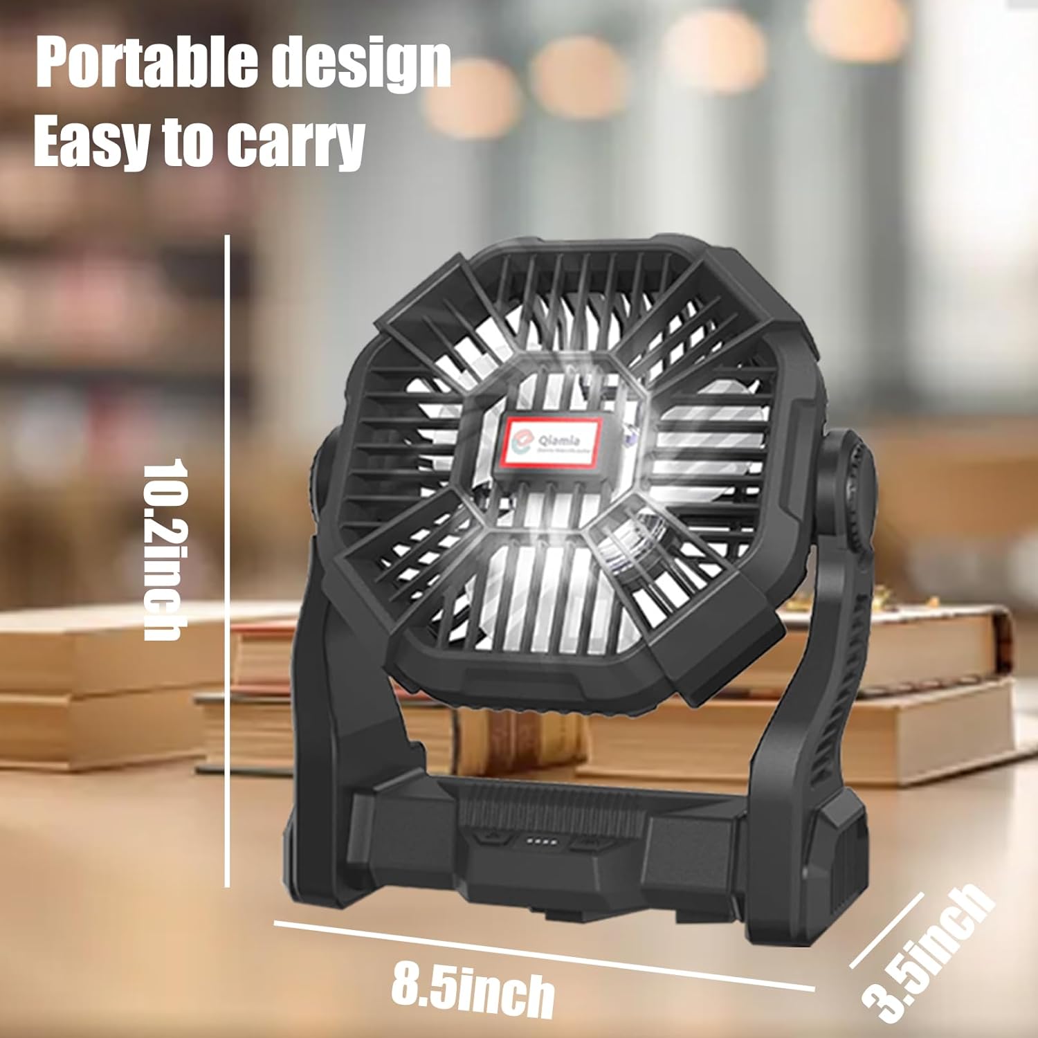 Camping Fan Rechargeable, Rechargeable Fan 20000mah Battery Powered Fans with LED Lantern and Hook, Camping Essentials for Tent, Travel, Car (Orange)